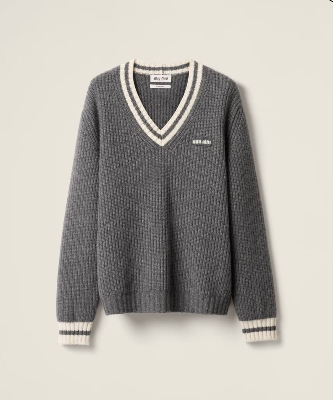 Свитер с V-образным вырезом MIU MIU