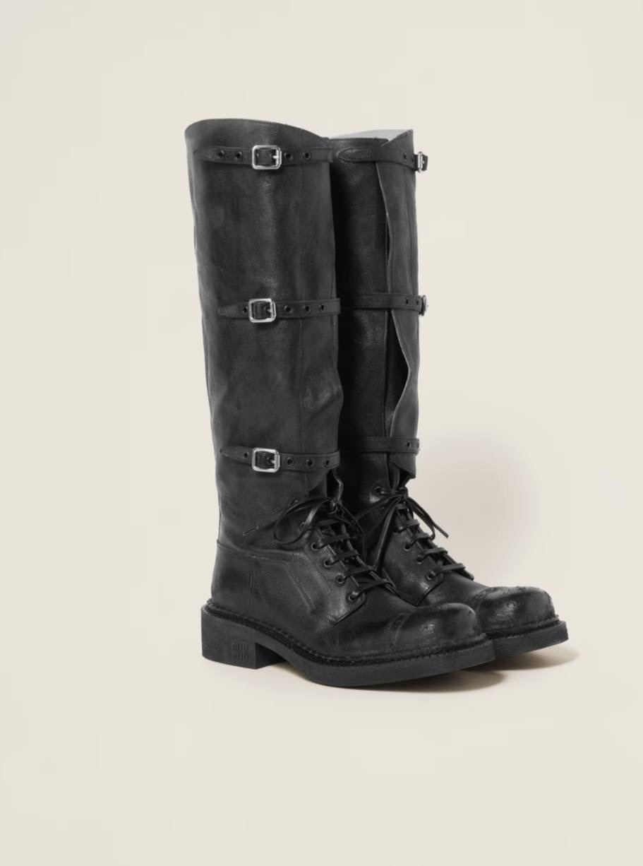 Кожаные сапоги MIU MIU