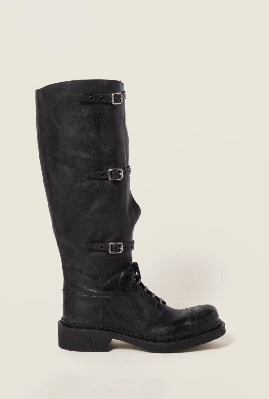 Кожаные сапоги MIU MIU