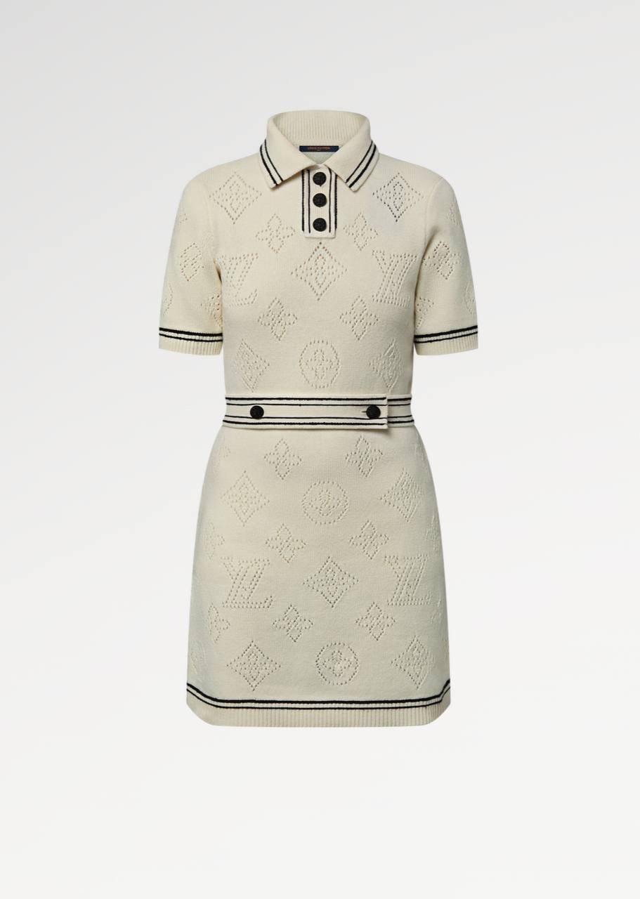 Трикотажное платье поло с отделкой полосками