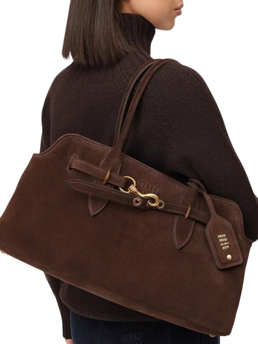 Стильная коричневая сумка MIU MIU из замши | Уникальный дизайн